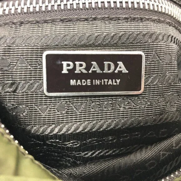 PRADA Triangle logo Crossbody Shoulder Bag Nylon khaki/SilverHardware - Picture 9 of 12